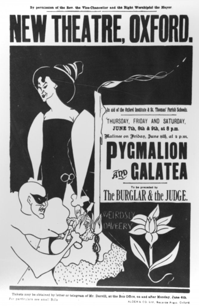 Detail of Poster for a production of 'Pygmalion and Galatea' at the New Theatre, Oxford, June 7-9 1894 by James Hearn