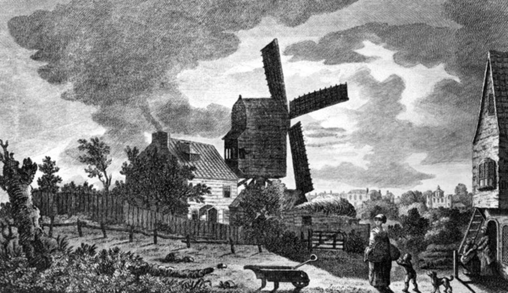 Detail of A View of a Mill near Blackheath in Kent, by Moon light, 1770 by English School
