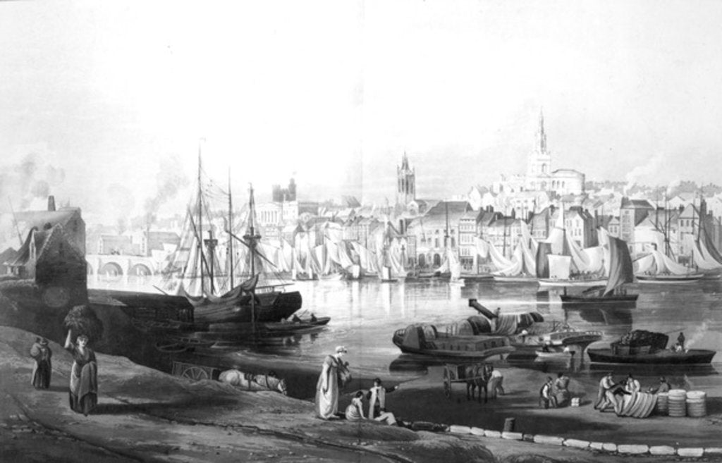 Detail of View of the port and town of Newcastle upon Tyne by Thomas Miles Richardson