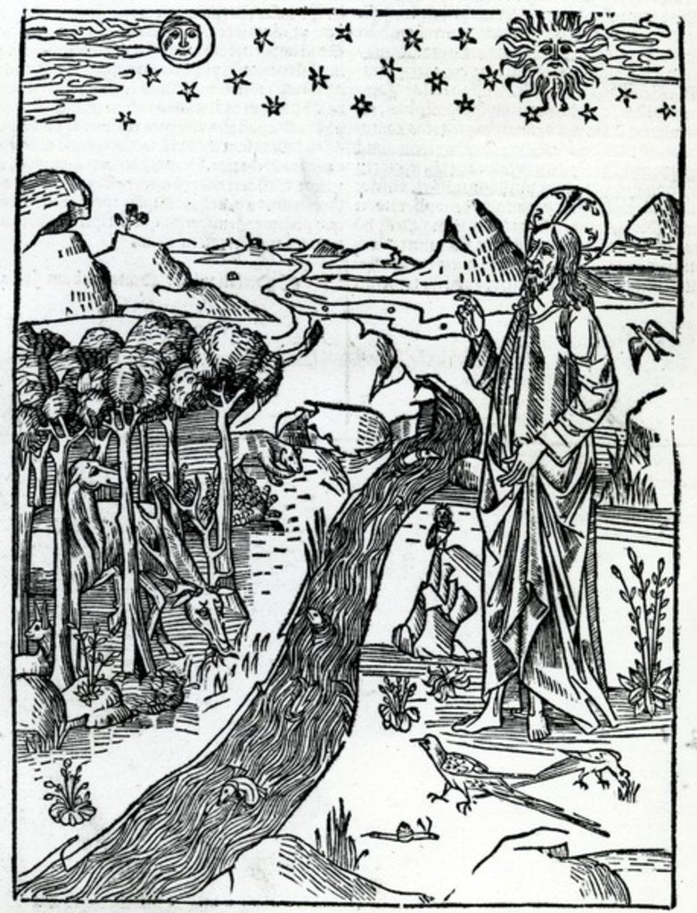 Detail of Creation, first page of Genesis by Italian School