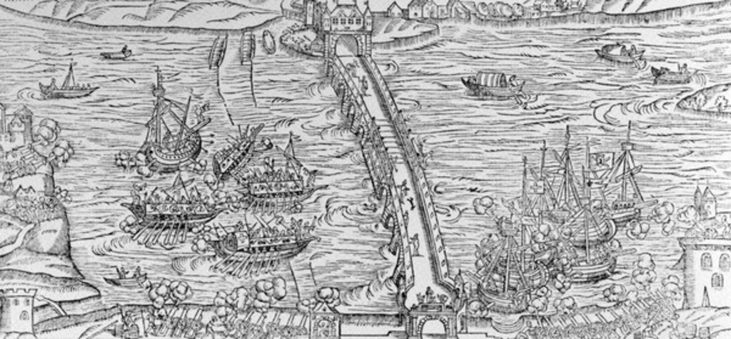 Detail of A reconstruction of a naval battle performed on the River Seine in front of Henri IV in 1596 by French School
