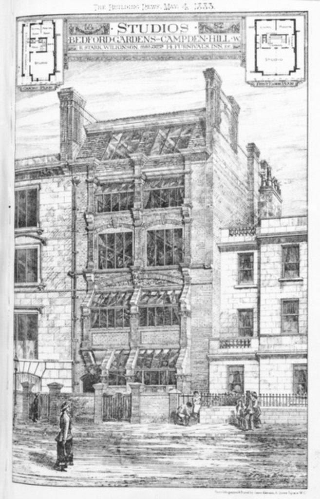 Detail of Design for Studios at Bedford Gardens, Campden Hill, London by English School