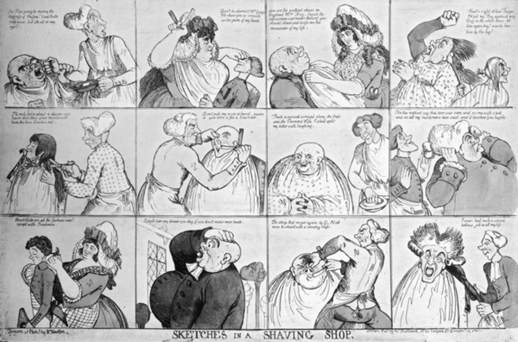 Detail of Sketches in a Shaving Shop, 1794 by Richard Newton