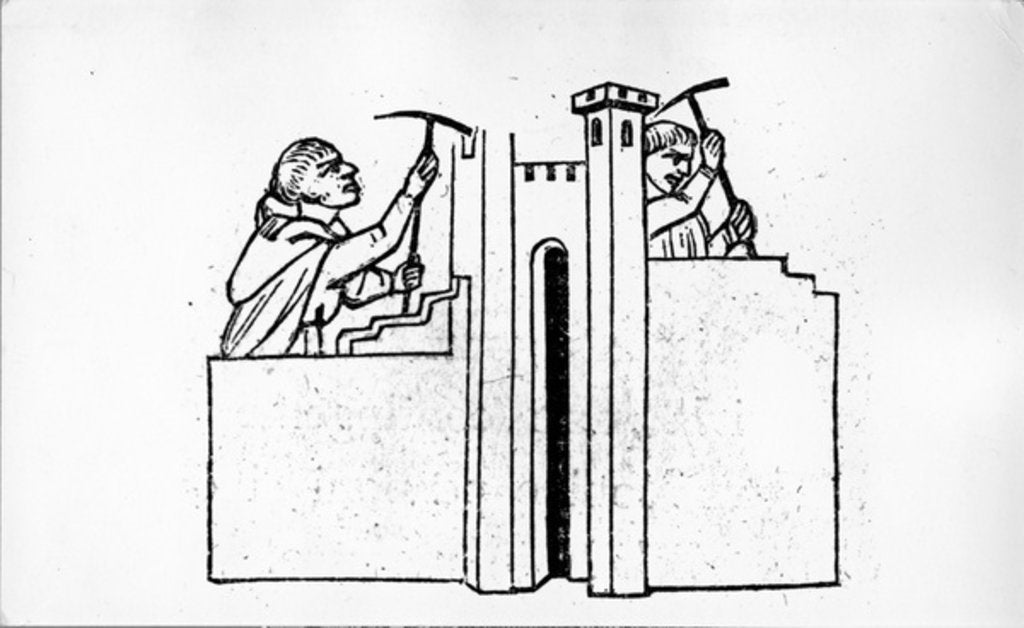 Detail of Stonemasons by Italian School