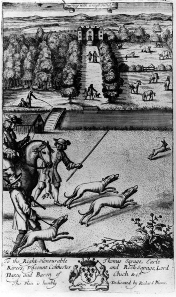 Detail of Coursing with Greyhounds by English School