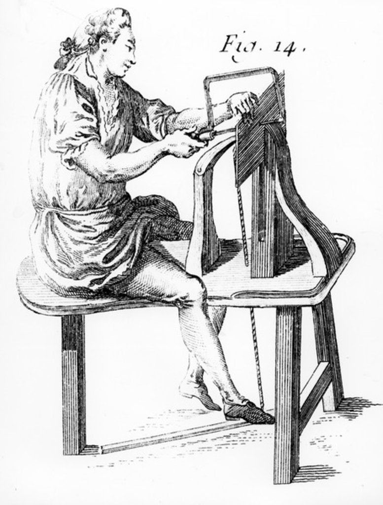 Detail of Carpenter making fretwork by French School