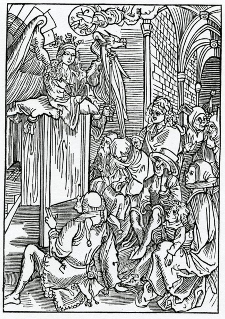 Detail of Of the sermon or erudicion of wysdome bothe to wyse men and folys by German School