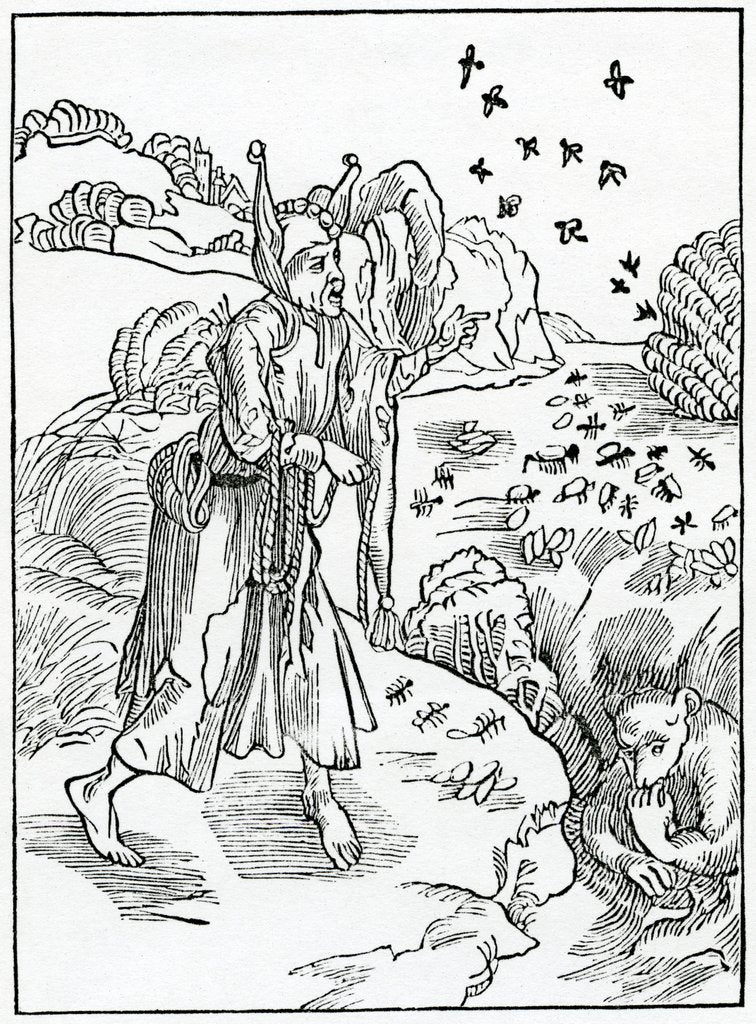 Detail of Of foles without prouysion, that prouyde nought in the somer to lyue by in the wynter nor in youth to lyue by in age by German School