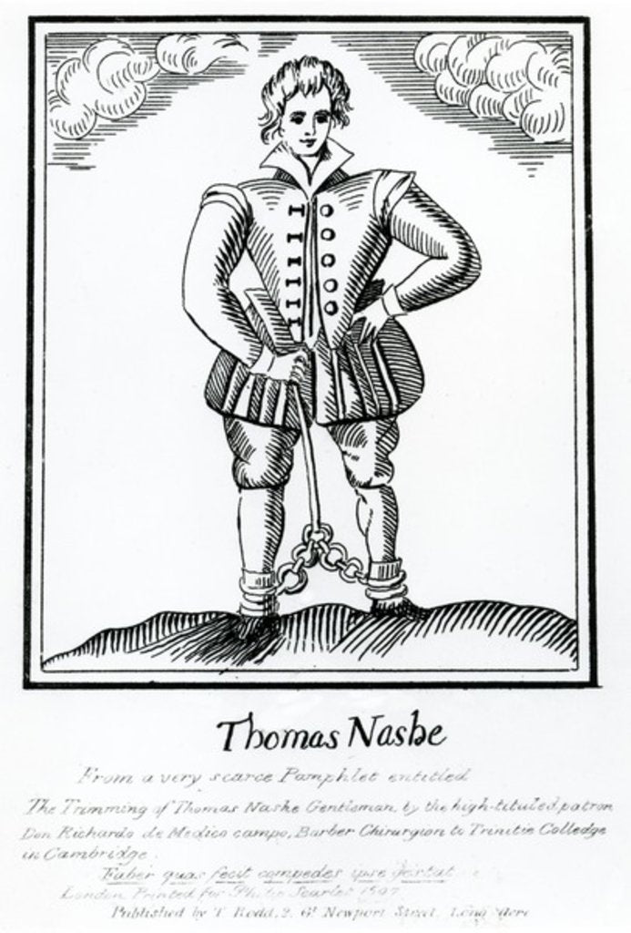 Detail of Thomas Nashe From a very scarce Pamphlet entitled 'The Trimming of Thomas Nashe Gentleman', published c.1819 by English School
