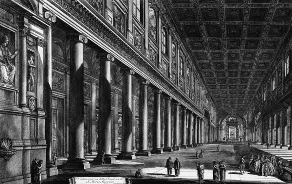 Detail of View of the interior of Santa Maria Maggiore by Giovanni Battista Piranesi