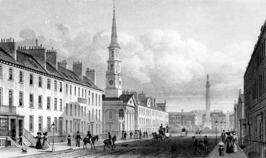 Detail of George Street, St. Andrew's Church and Lord Melville's Monument, Edinburgh by Thomas Hosmer Shepherd
