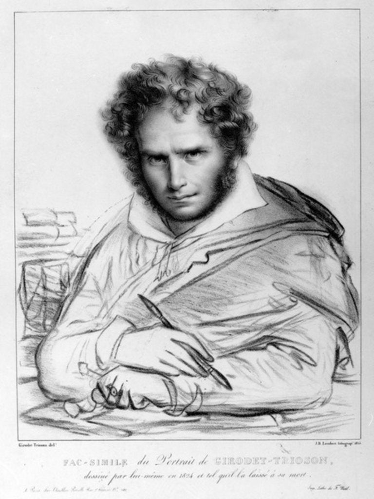 Detail of Self Portrait, print made by J. B. Lambert by Anne Louis Girodet de Roucy-Trioson