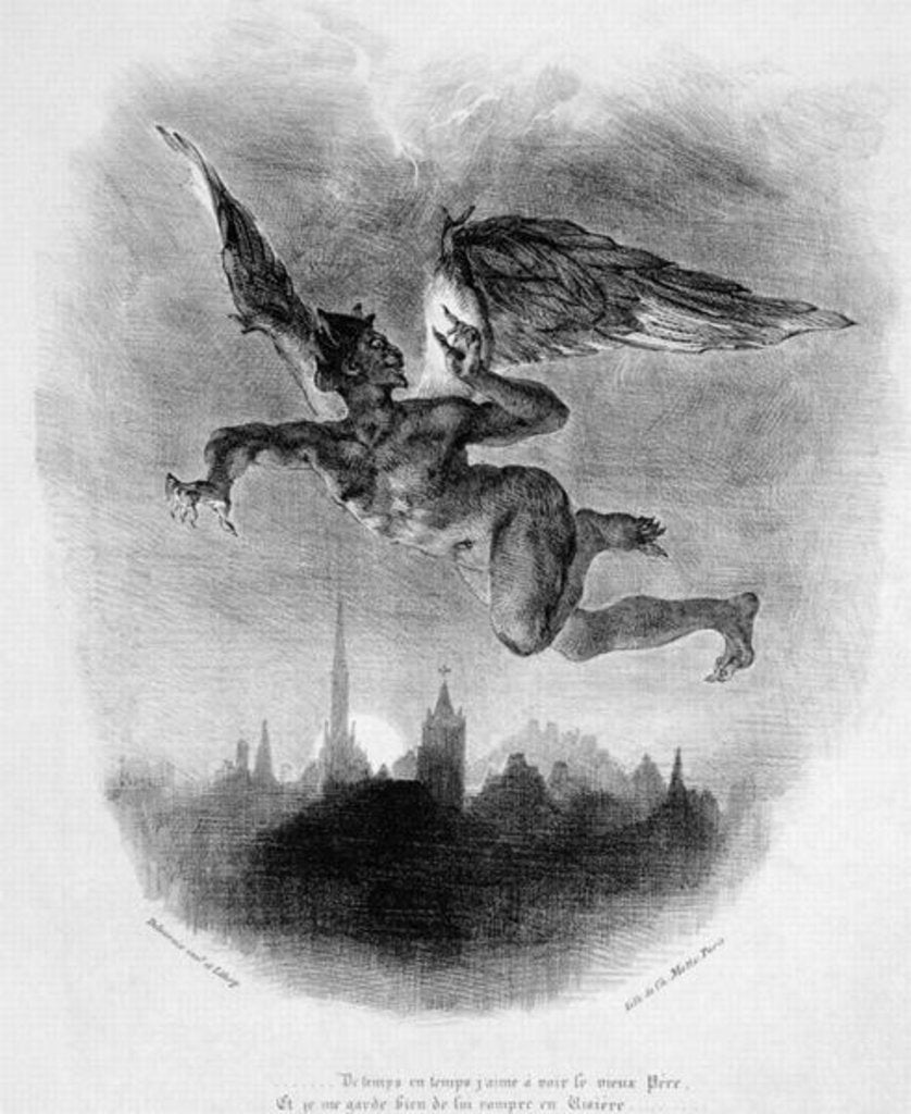 Detail of Mephistopheles' Prologue in the Sky by Ferdinand Victor Eugene Delacroix