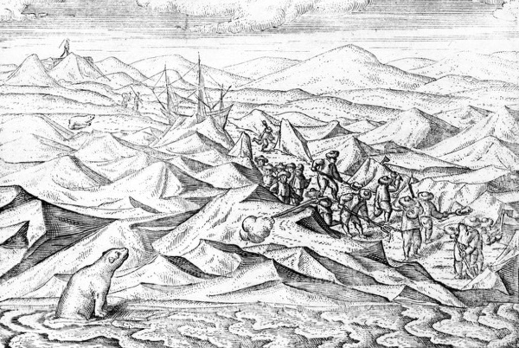 Detail of Clearing a path for an ice bound ship by Dutch School