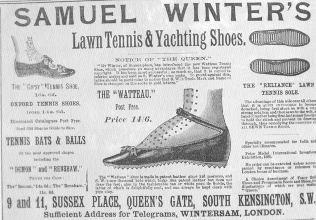Detail of Advertisement for Samuel Winter's Lawn Tennis & Yachting Shoes by English School