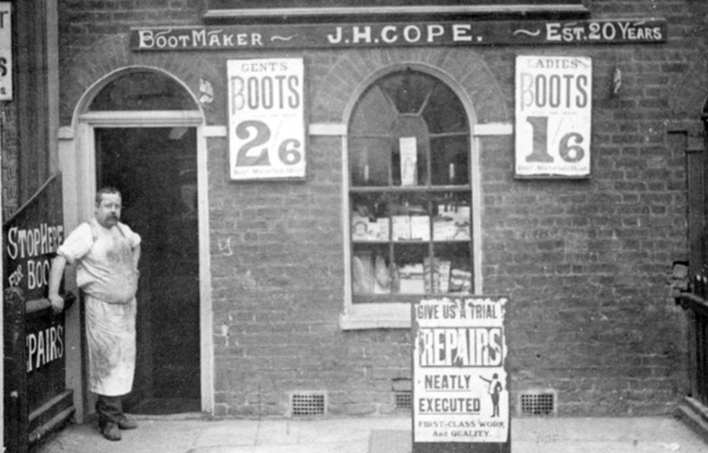 Detail of Bootmaker J. H. Cope, late C19th by English Photographer
