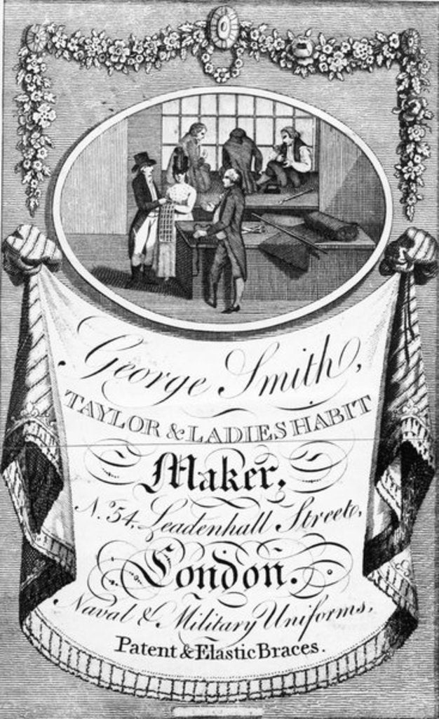 Detail of Advertisement for George Smith, Taylor & Ladies Habit Maker by English School