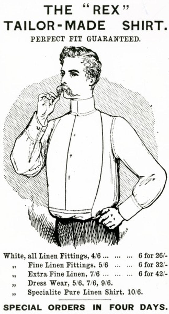 Detail of Advertisement for 'The 'Rex' Tailor-Made Shirt', c.1890 by English School
