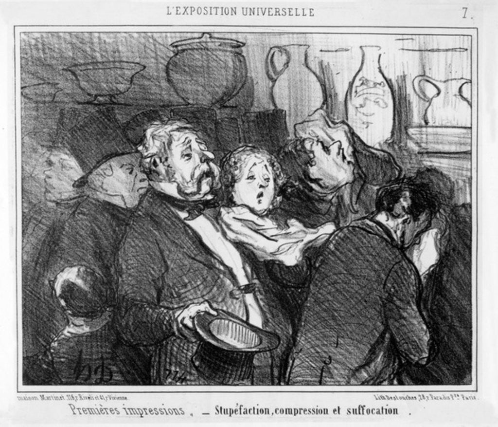 Detail of Stupefaction, Compression and Suffocation, First Impressions at the Paris Universal Exhibition by Honore Daumier