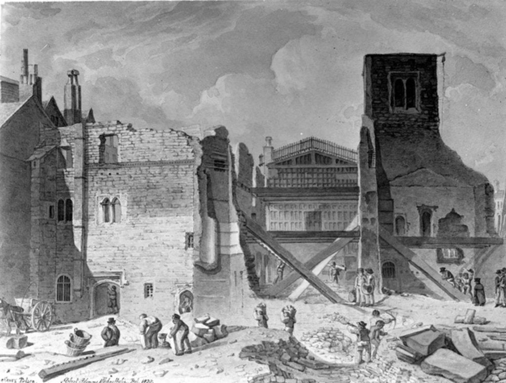 Detail of Demolition of the Savoy Palace, Westminster, London, 1820 by English School