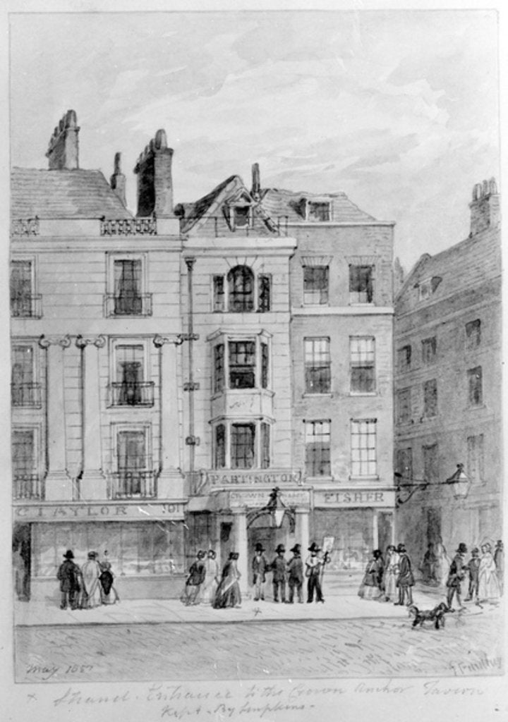 Detail of Old Entrance to the Crown and Anchor Tavern,1851 by English School