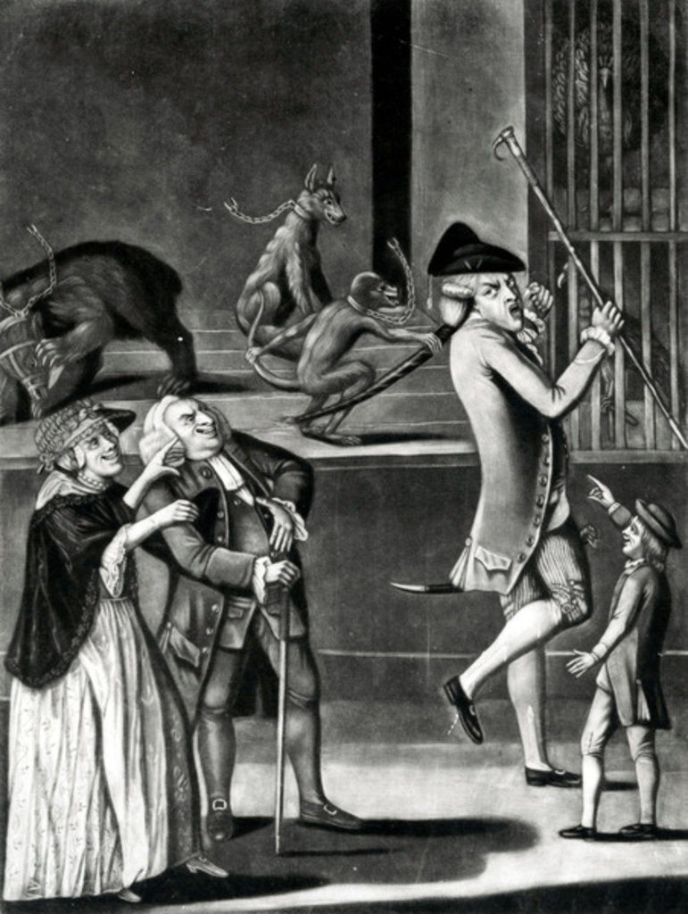 Detail of An Exhibition of Wild Beasts or the Macaroni in distress by English School