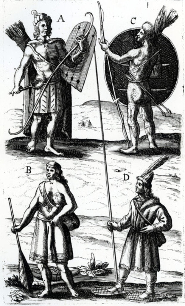 Detail of Illustrations of Algonquin dress by Samuel de Champlain