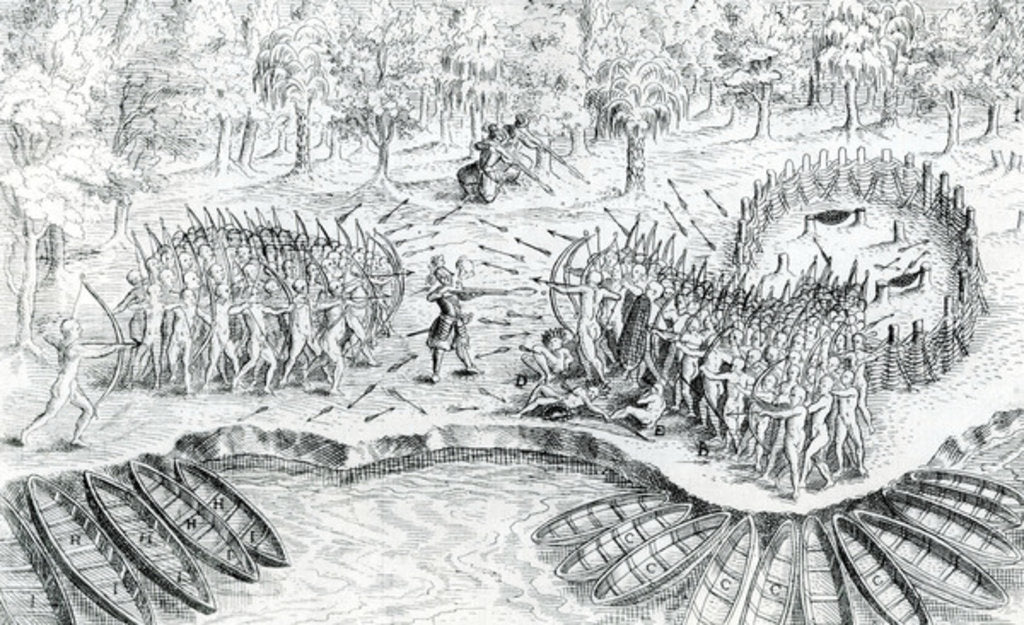 Detail of Fighting of Hurons by French School