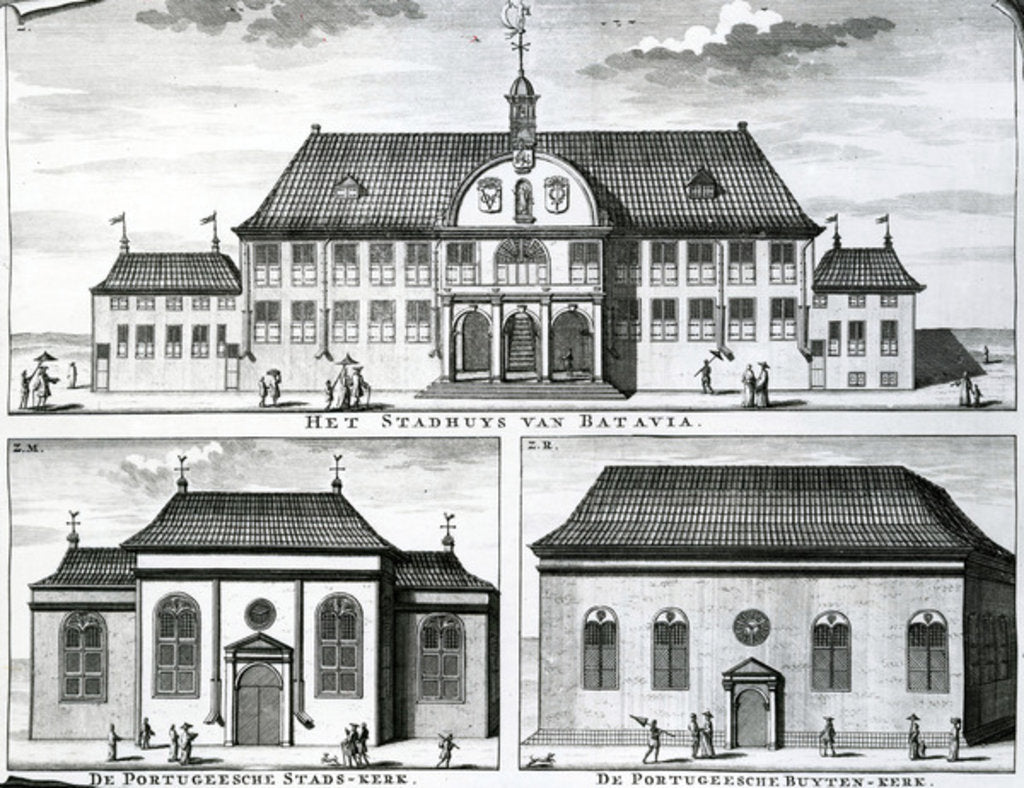 Detail of Portuguese Church and Town Hall in Batavia, 19th Century by Dutch School