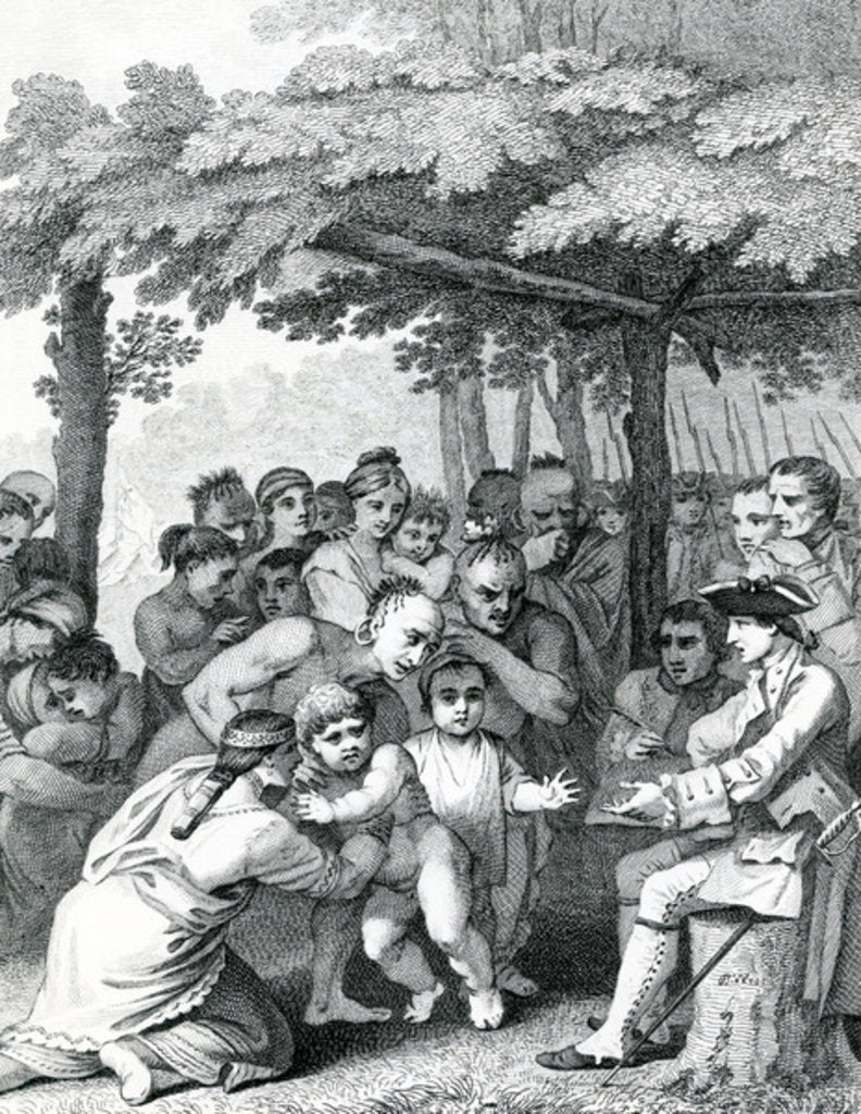 Detail of The Indians delivering up the English Captives to Colonel Bouquet near his Camp at the Forks of Muskingham in North Anerica by English School
