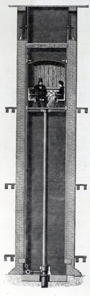 Detail of Coyler's Improved Self-Acting Hydraulic Passenger Lifts by English School