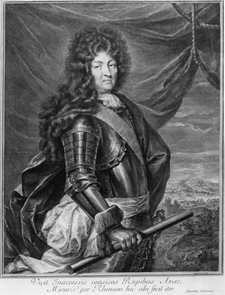 Detail of Portrait of Louis XIV engraved by Gerard Edelinck by Jean de la (after) Haye