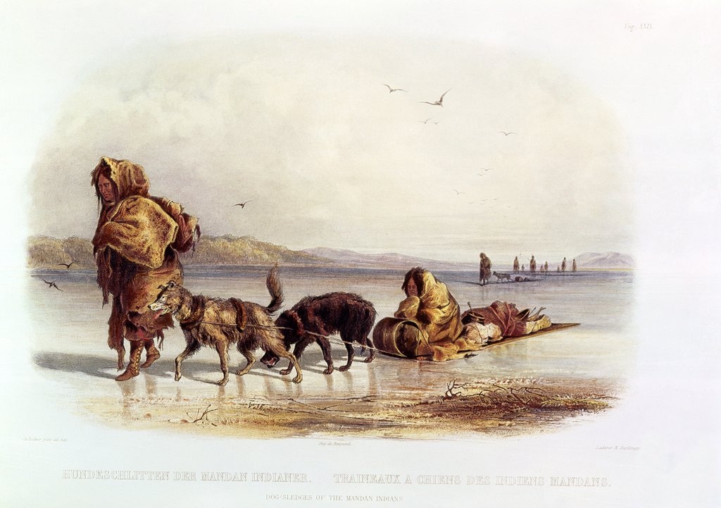 Detail of Dog Sledges of the Mandan Indians by Karl Bodmer