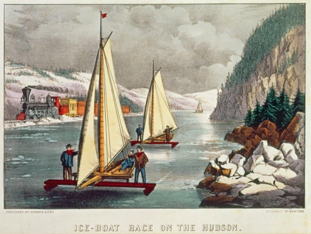 Detail of Ice-Boat Race on the Hudson by American School
