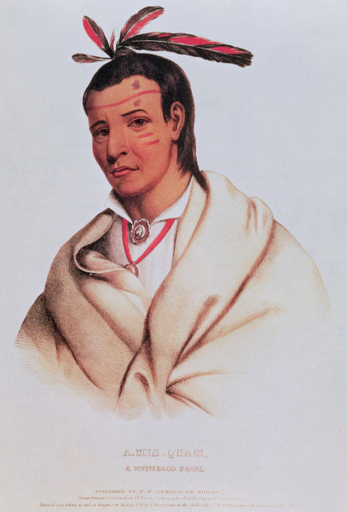 Detail of Portrait of A-Mis-Quam, a winnebago brave by School American