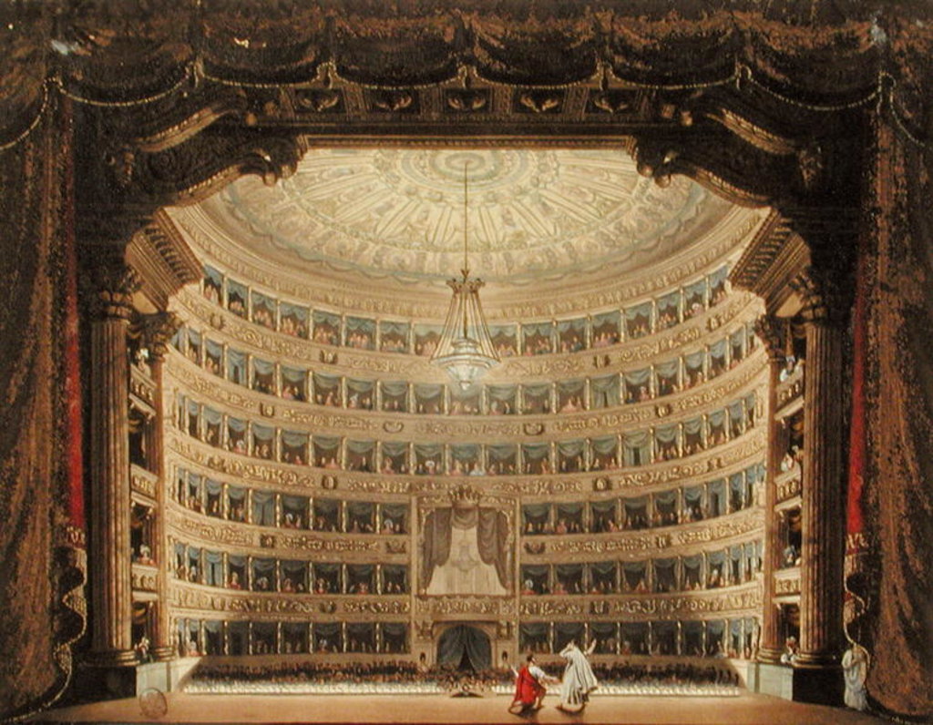 Detail of La Scala, Milan, during a performance by Italian School