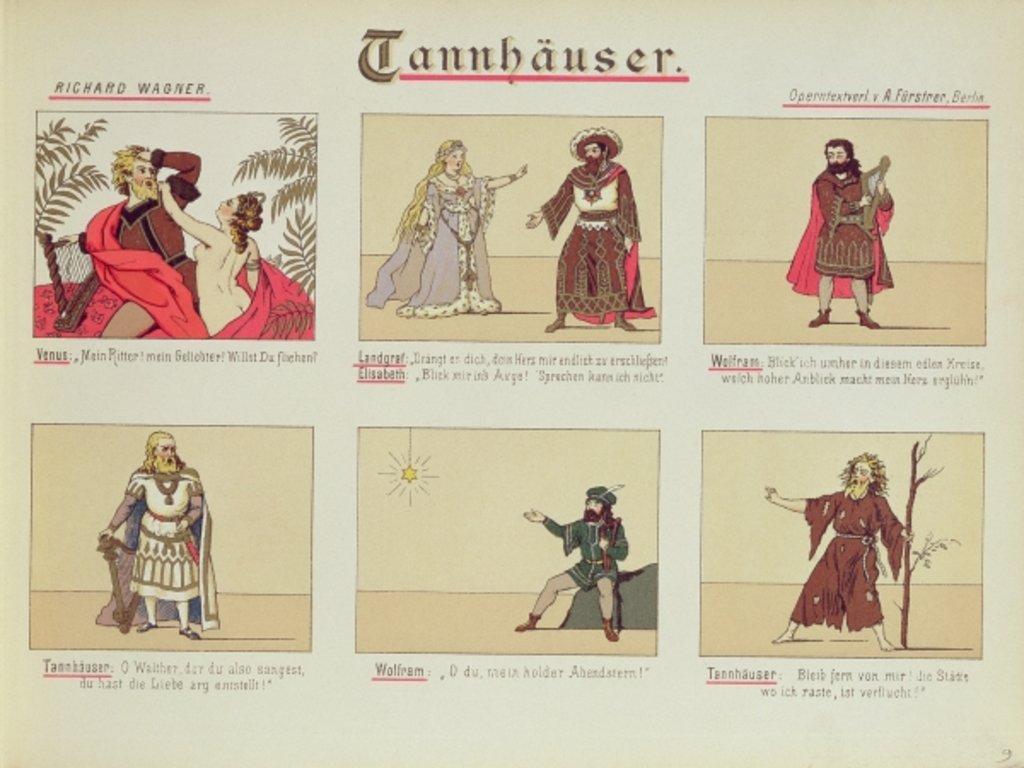 Detail of Six scenes relating to the opera 'Tannhauser' by Richard Wagner by German School