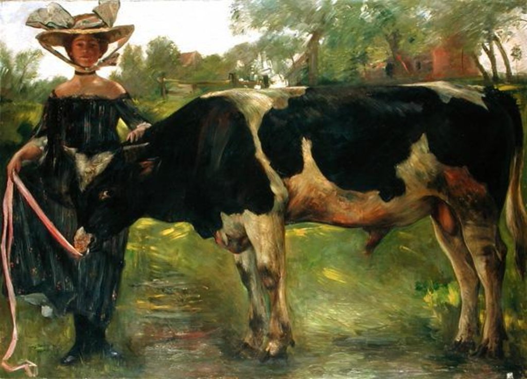 Detail of The painter Charlotte Berend with a bull, 1902 by Lovis Corinth