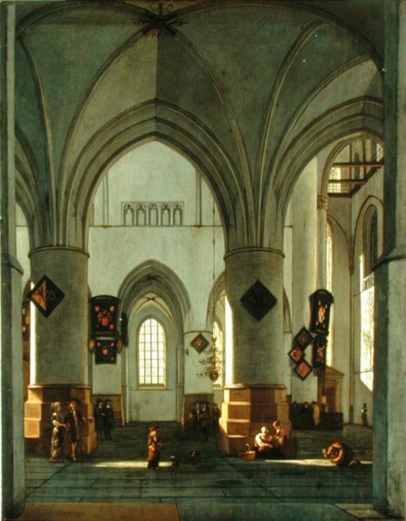Detail of Interior View of St. Bavo Church, Harlem by Gerrit Adriaensz Berckheyde