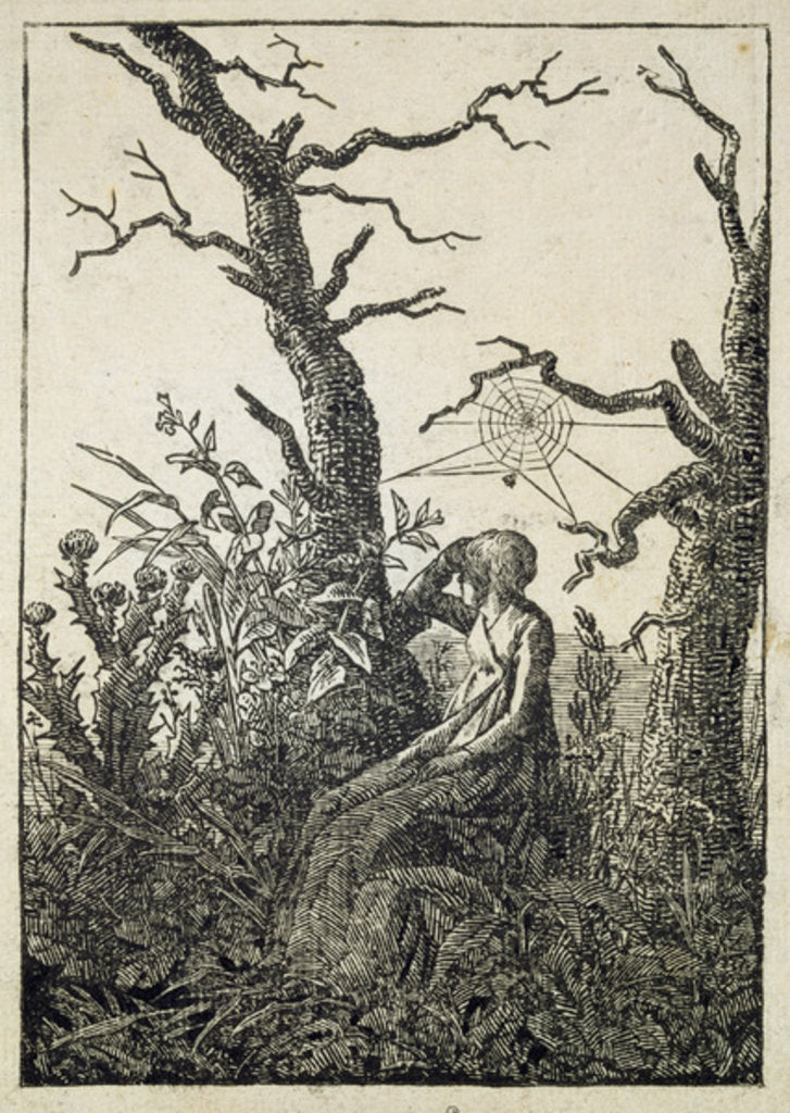 Detail of The Woman with a spider's web in the middle of leafless trees by Caspar David Friedrich