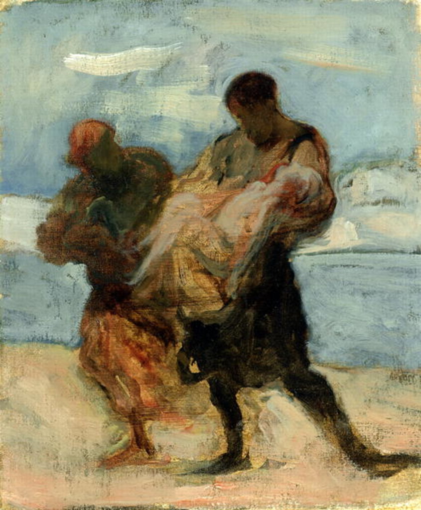 Detail of The Rescue, c.1870 by Honore Daumier
