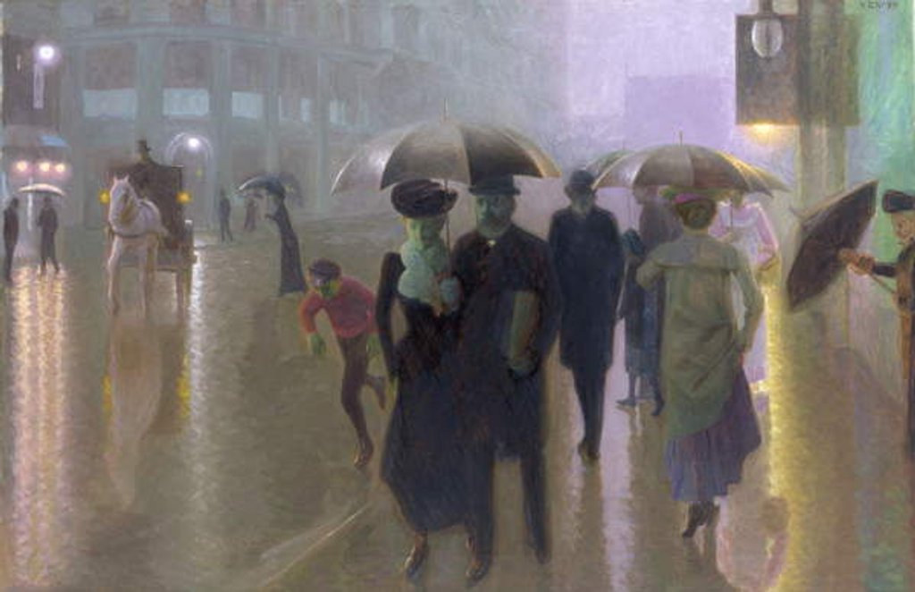 Detail of Street Scene in Rainy Weather by Julius von Ehren