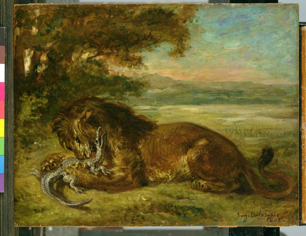 Detail of Lion and Alligator, 1863 by Ferdinand Victor Eugene Delacroix