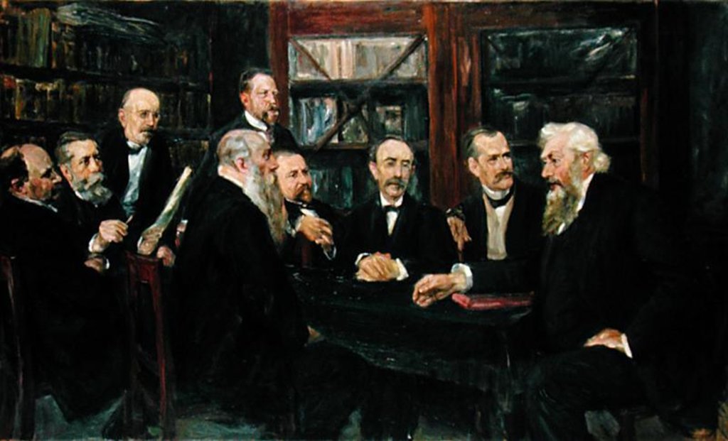 Detail of The Hamburg Convention of Professors, 1906 by Max Liebermann