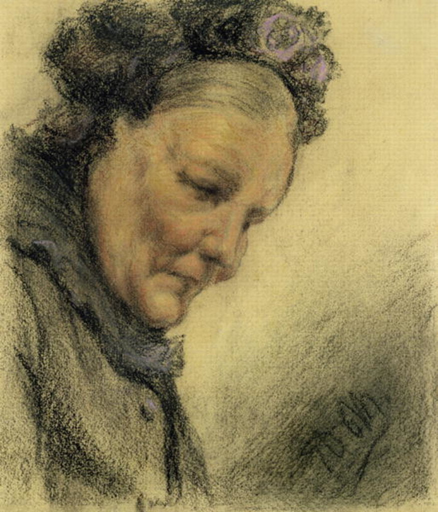 Detail of Head of an Old Lady by Adolph Friedrich Erdmann von Menzel