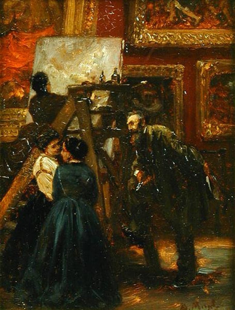 Detail of In the Louvre, 1867 by Adolph Friedrich Erdmann von Menzel