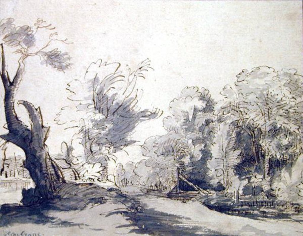 Detail of Landscape by Rembrandt Harmensz. van Rijn