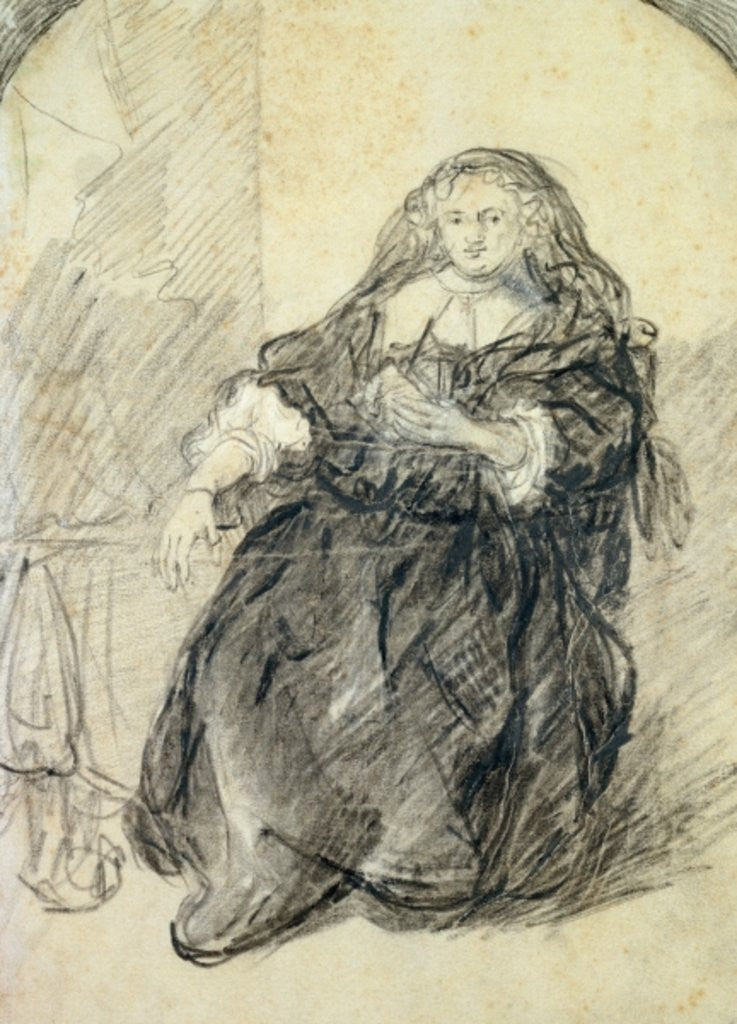 Detail of Seated Saskia with a letter in her left hand by Rembrandt Harmensz. van Rijn