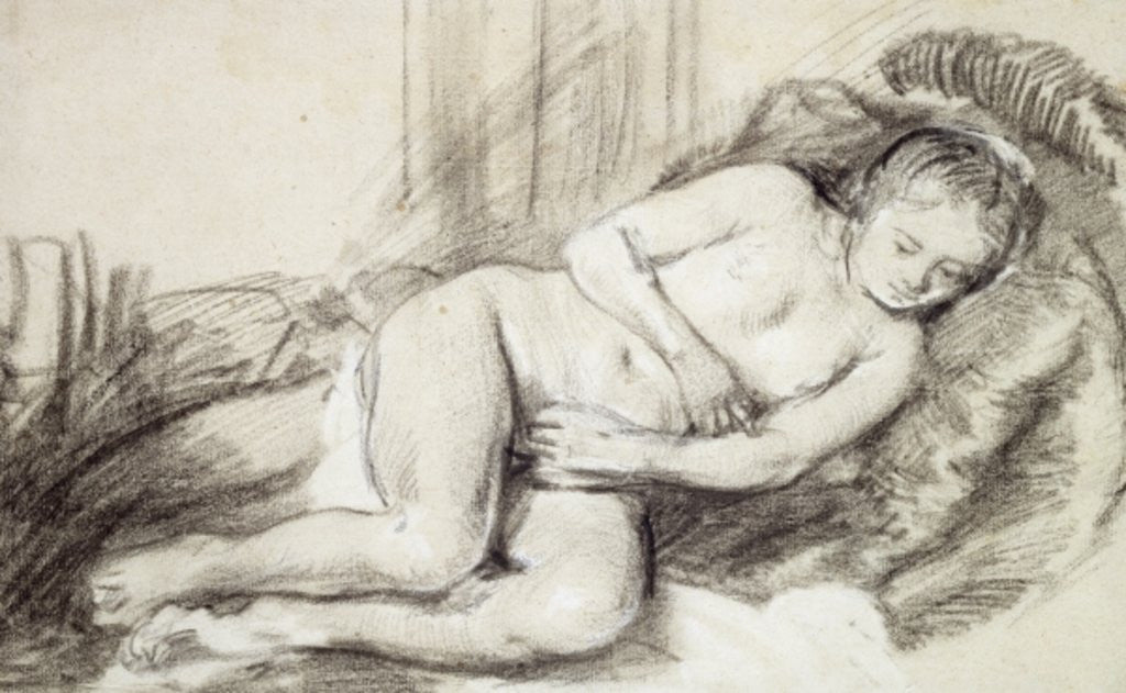 Detail of Reclining Female Nude by Rembrandt Harmensz. van Rijn