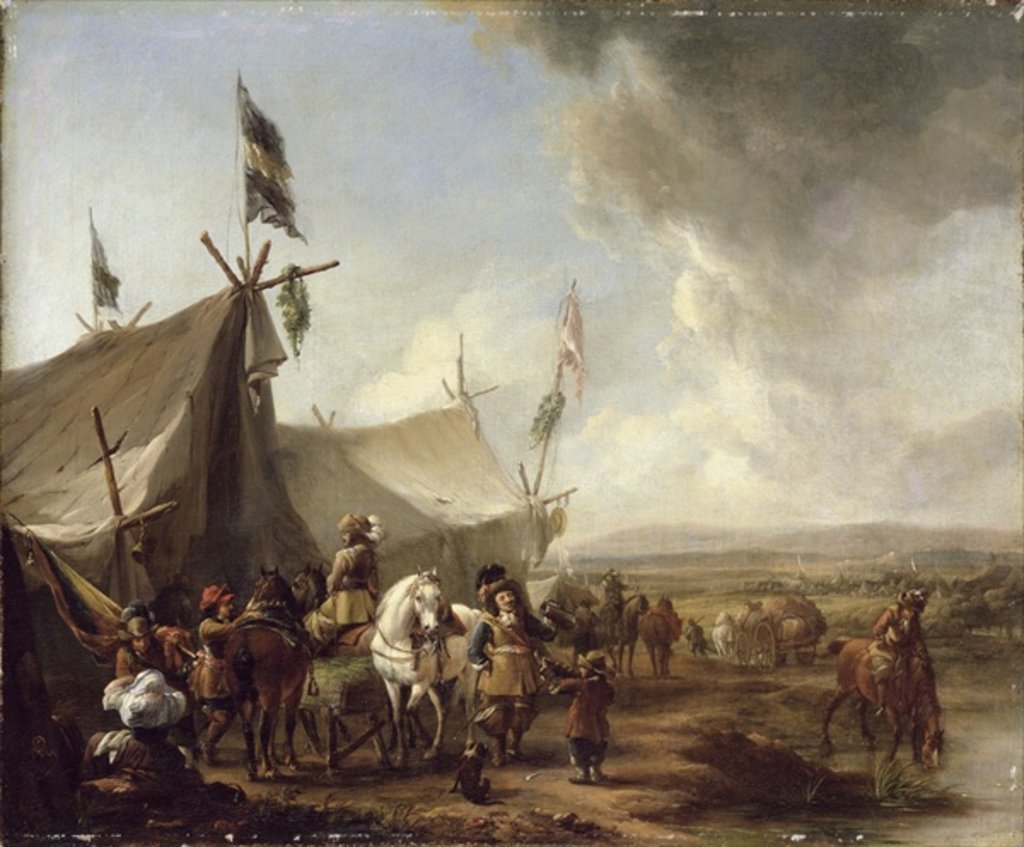 Detail of In front of the Market Tent by Pieter Wouwermans